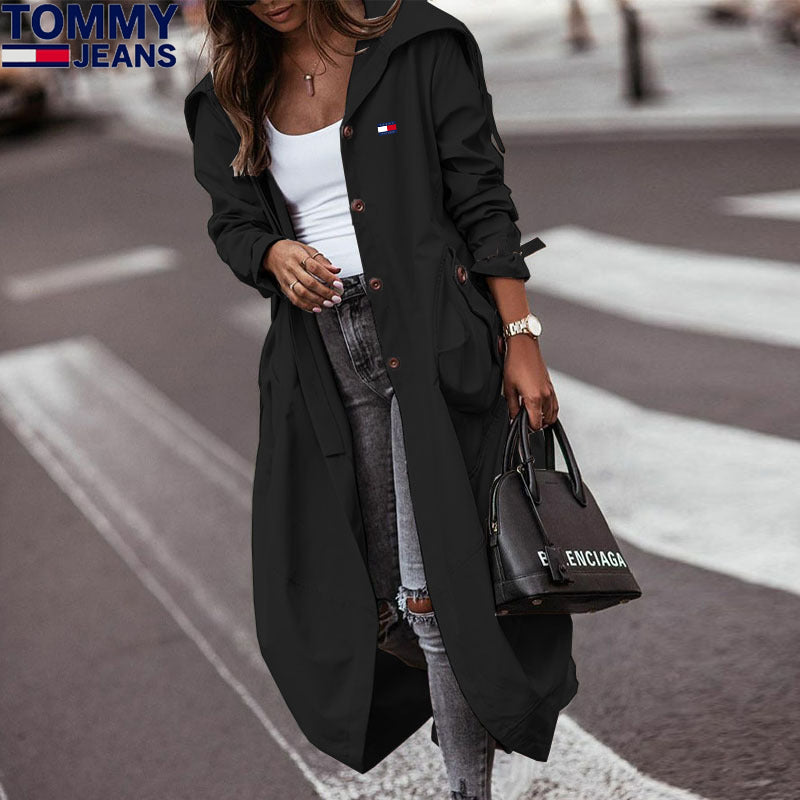 Ladies long hooded coat
