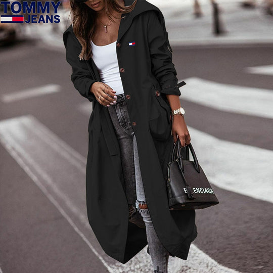 Ladies long hooded coat